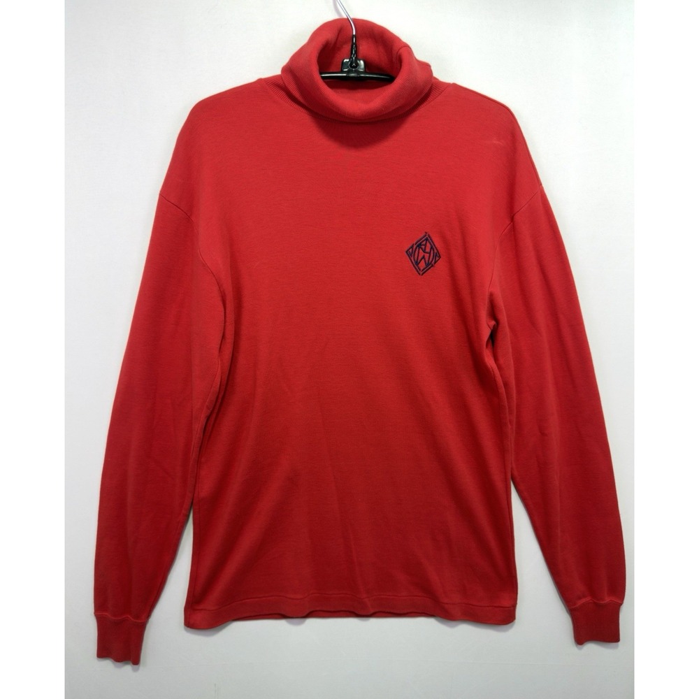 VTG Ralph Lauren Red Embroidered Monogram Turtleneck Size Small EUC